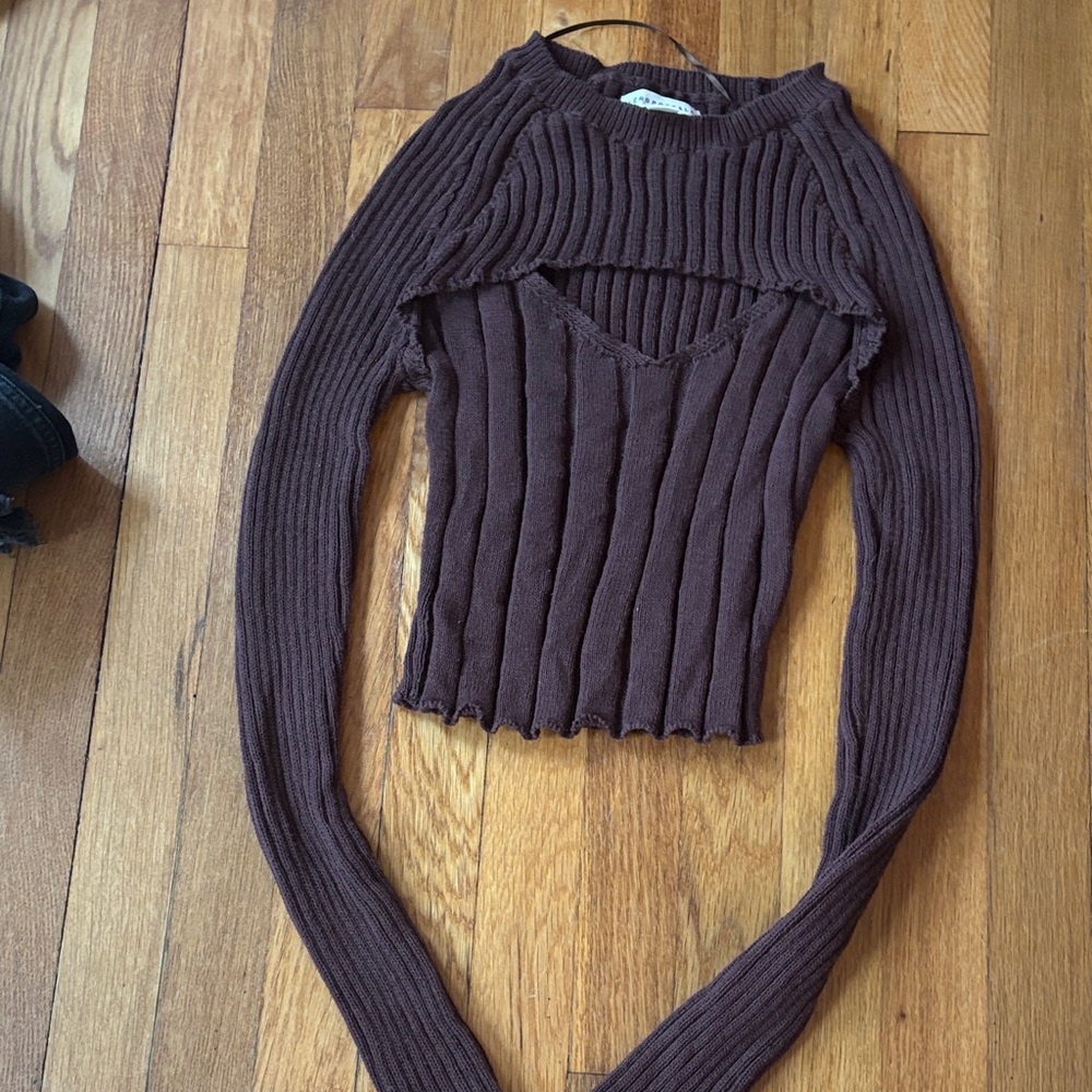 Aeropostale Chocolate Ribbed Women's Sweater